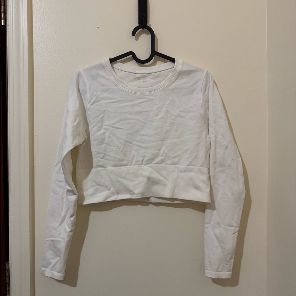 aerie offline cropped white workout shirt